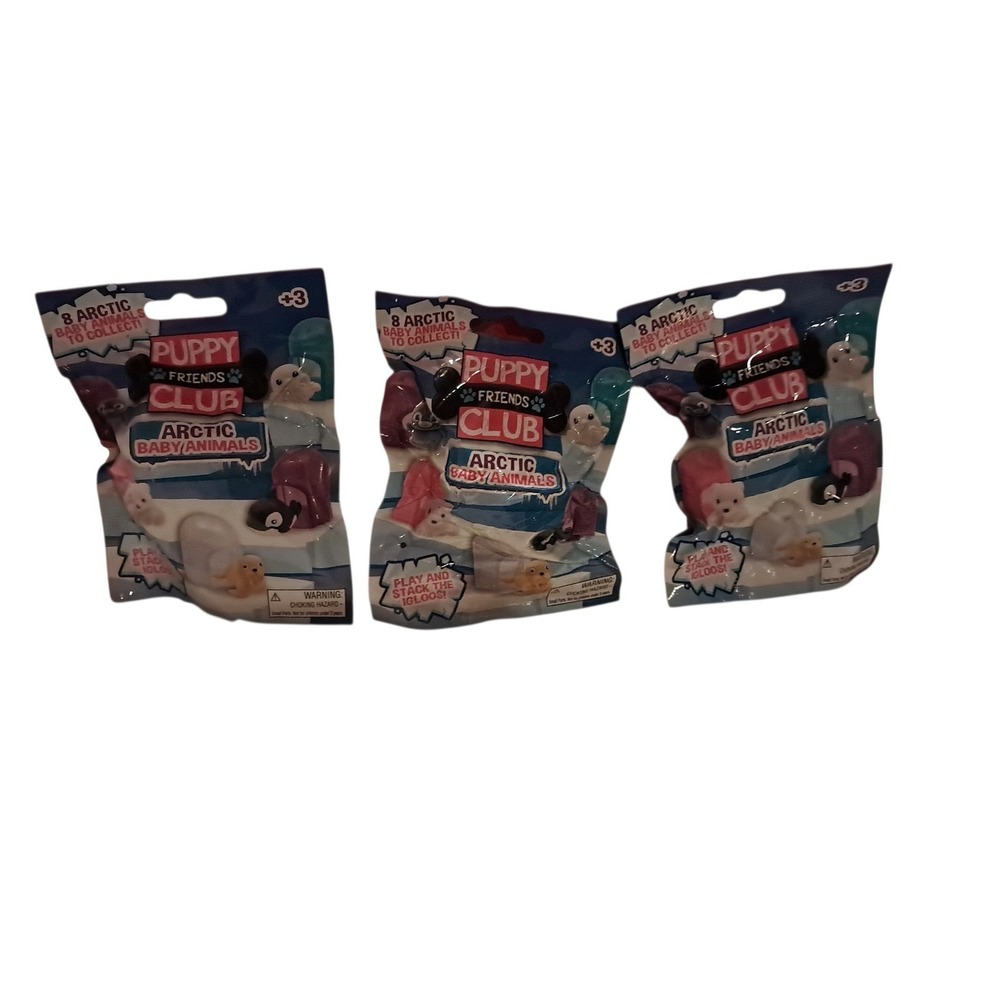 3 packs of Puppy Friends Club Arctic Baby Animals Mystery Blind Bag Figures